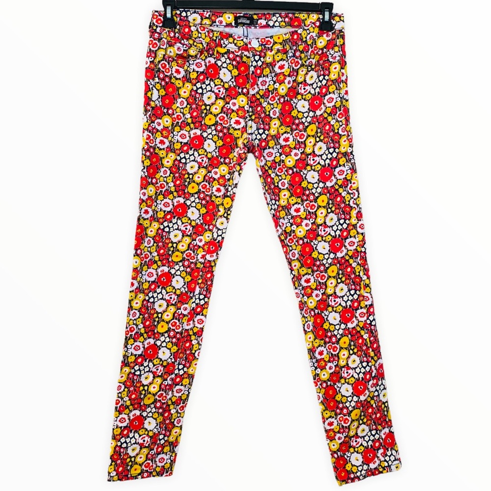Kate Spade Saturday Red & Yellow Floral Skinny Jean Size 29